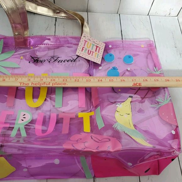 Too Faced Tutti Frutti Collection Tote Bag Limited Edition Clear Vinyl Tote Bag - Picture 14 of 15